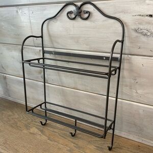 Longaberger Foundry Wrought Iron 2 Tier Shelf Envelope Rack with 3 Hooks Retired